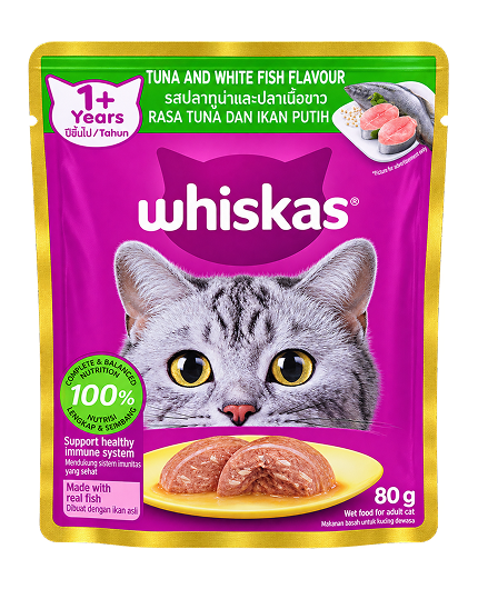 Whiskas Pouch Adult Tuna and White Fish 80 gm