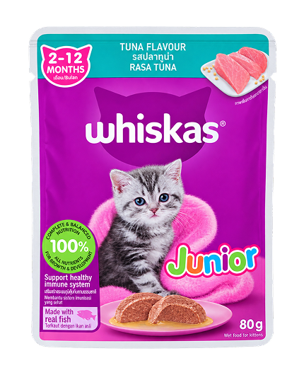 Whiskas Pouch Junior Tuna Cat Wet Food 2-12 Months 80g