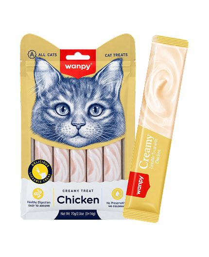 Wanpy Creamy Treats for Cats Chicken – (5x14g)