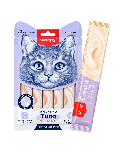Wanpy Creamy Treats for Cats Tuna & Crab – (5x14g)