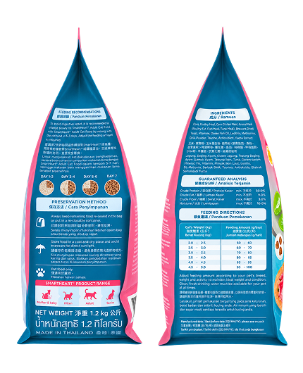 SmartHeart Dry Cat Food Adult Chicken and Tuna 1.2kg