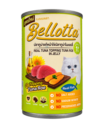 Bellotta Cat Canned Food Real Tuna Topping Tuna Roe in Jelly Wet Cat Food for Adult Cats  400g