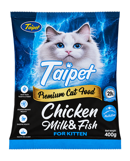 Taipet Premium Chicken Milk & Fish Dry Cat Food for Kitten 400g