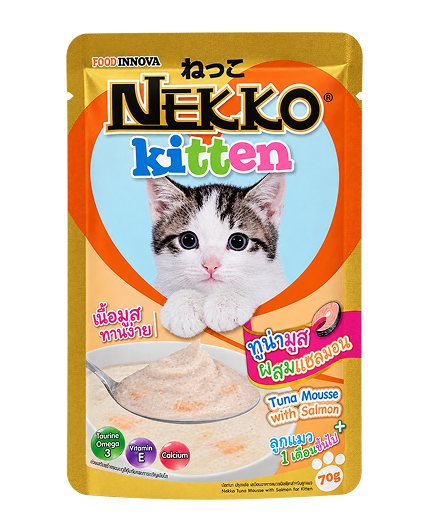 Nekko Kitten Tuna Mousse with Salmon 70g wet cat food pouch, front view